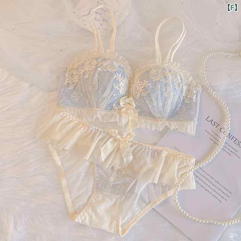 ブラジャー レディース 女性用 レース 下着 ノンワイヤー 盛りブラ 谷間 3/4カップ 通気性 調整型 厚手..