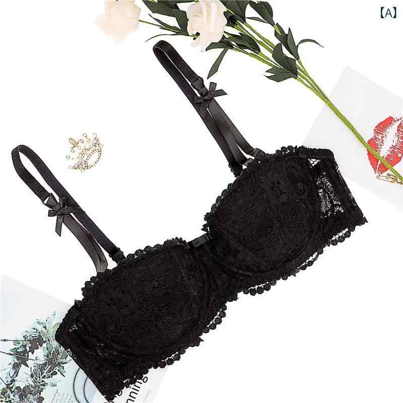 ブラジャー &amp; ショーツ レディース 赤色 薄手 ハーフカップ バストアップ 脇高 補正下着 セット