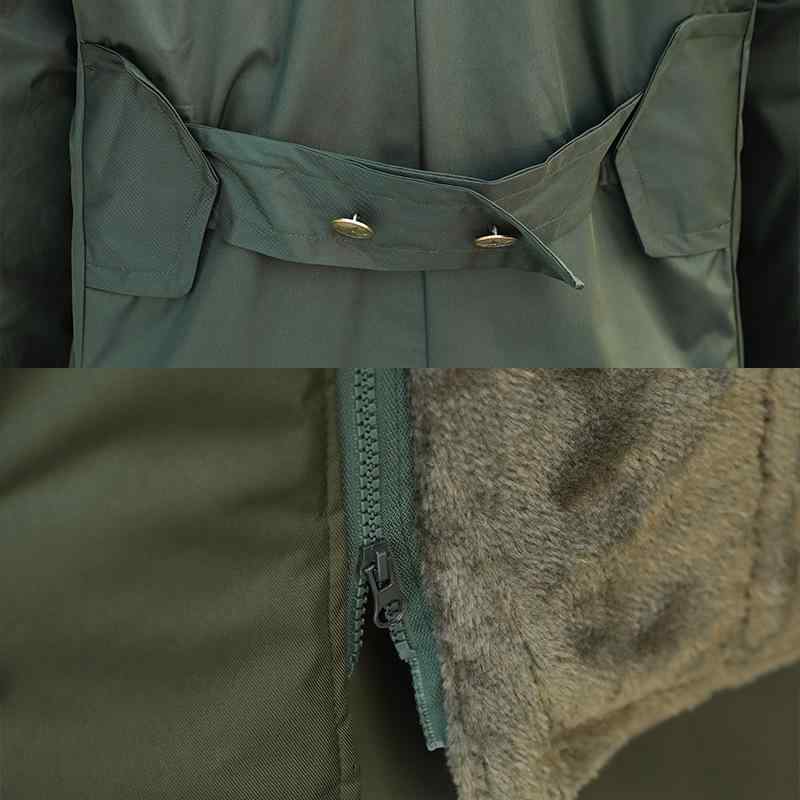 綿入りコート 男性用 ミリタリーグリーン 裏起毛 防寒着 警備員 作業服 ロング丈 特長 黒 ブラック 反..