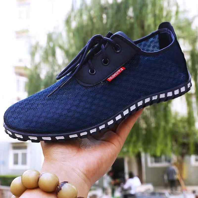 スニーカー メンズ 男性用 通気性 メッシュ 運動靴 ランニングシューズ 普段使い 軽量 紐靴 ブラック ブルー系 春夏