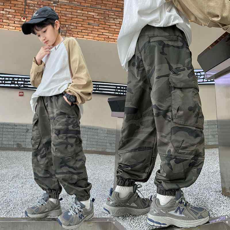 子供服 パンツ 春秋 迷彩柄 カーゴパンツ ボーイズ テーパード ロングパンツ ウエストゴム 120cm 130cm 140cm 150cm 160cm 170cm