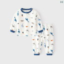 ベビー服 子供用パジャマ 上下セット 薄手 綿 保温インナーシャツ 春秋 肩開き 恐竜 自動車 うさぎ 雲柄 73 80 90 100 110 120(x3)