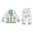 子供用パジャマ 上下セット 男児 恐竜柄 フランネル 珊瑚フリース Vネック カーディガン 秋冬 保温 韓国風 部屋着 ルームウェア