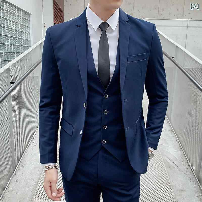 スーツ メンズ 男性用 フォーマルウェア スリムフィット 無地 ワインレッド 3ピース 結婚式 二次会 パーティー 発表会 演奏会 事務服 オフィス ビジネス 通勤