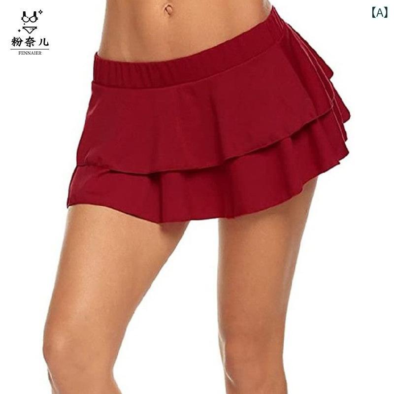 キャミソール レディース ルームウェア 部屋着 ポリエステル 快適 褶皱 ギャザー ショート丈 ワンピース ミニスカート 赤 黒 青 S M L XL XXL