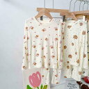 子供用パジャマ 上下セット 長袖長ズボン 春秋 中小童 ルームウェア モダール かわいいクマ柄 100cm 110cm 120cm 130cm 140cm