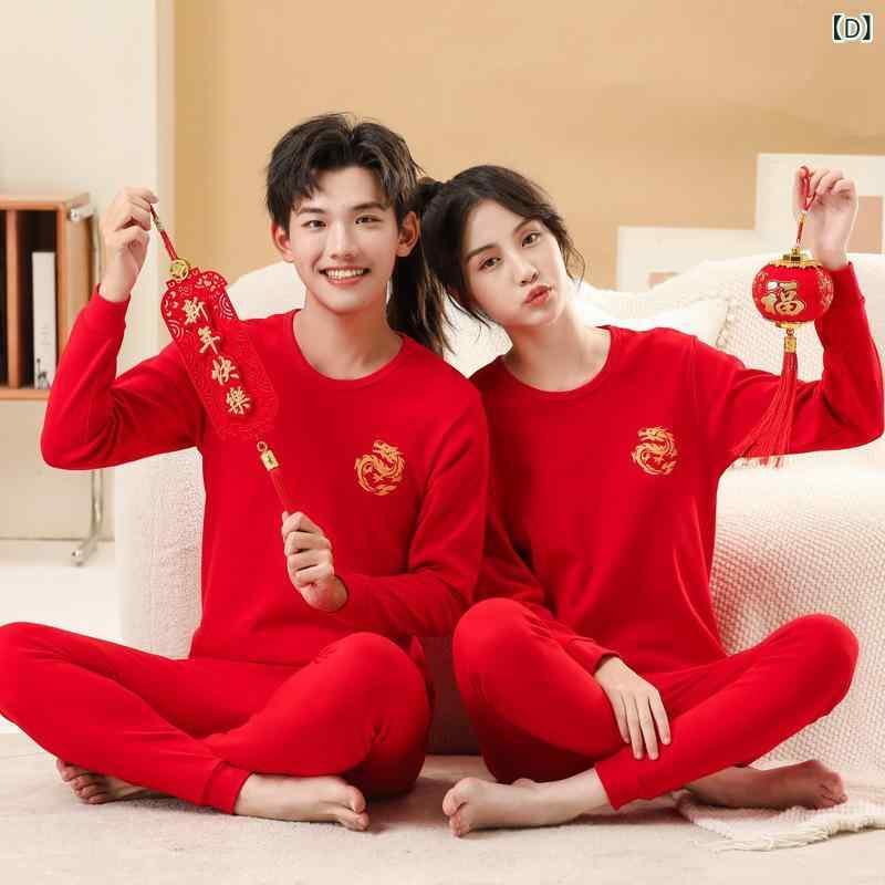子供用インナーウェア 秋冬 子供 本命年 赤色 純綿 長袖パジャマ 上下セット 男の子 女の子 3歳 8歳 中小童 厚手 防寒 あったかインナー 100cm 110cm 120cm 130cm 140cm
