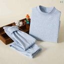 子供用インナー 上下セット 秋冬 男女兼用 パジャマ 綿100% 暖か 厚手 丸首 長袖 部屋着 ルームウェア ピンク 橘色 ブルー グレー