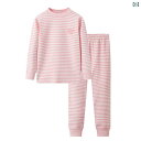 子供用インナーウェア 上下セット パジャマ ルームウェア 秋冬 綿 灰色ストライプ ピンクストライプ 青色 灰色 暖か 保温性