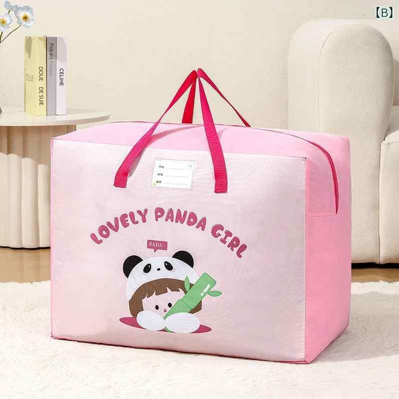 収納袋 キッズ 子供用 寝具 衣類 コットン収納 オックスフォード生地 漫画 かわいい 防湿 防塵 手提げ イエロー グリーン ネイビー ピンク パープル