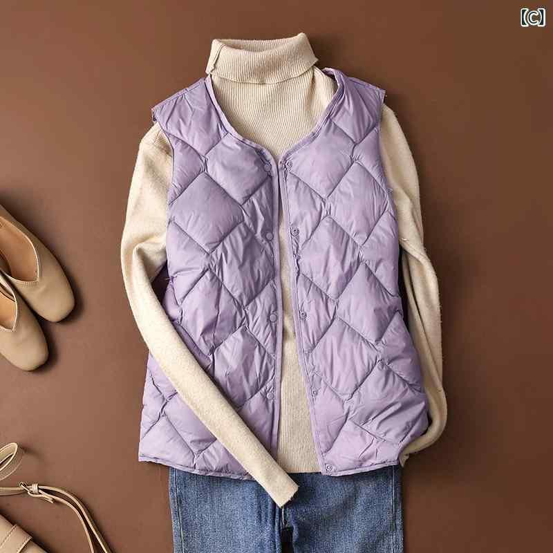 ダウンベスト レディース 大きいサイズ Vネック 薄手 ショート丈 秋冬 インナーダウン スポーツベスト ..