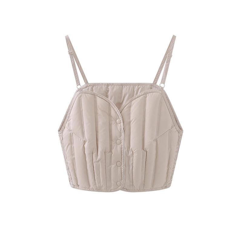 ダウンベスト レディース 薄手 レース タンクトップ ショート丈 インナーベスト スリムフィット ノースリーブ トップス 米白色 黒 秋冬