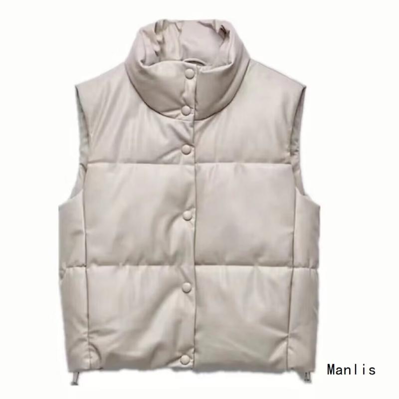 ベスト レディース ダウン風ベスト 秋冬 立襟 あったか チョッキ ゆったり ショート丈 中綿入り 無地 ..