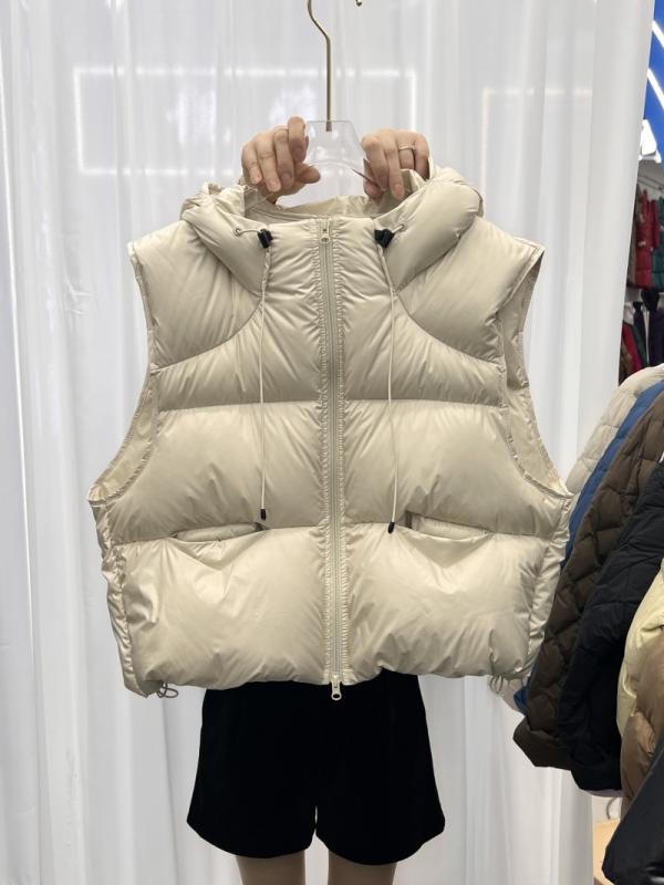 ダウンベスト レディース 韓国風 フード付き 白鹅绒 ゆったり ショート丈 カジュアル ベスト アウター ..
