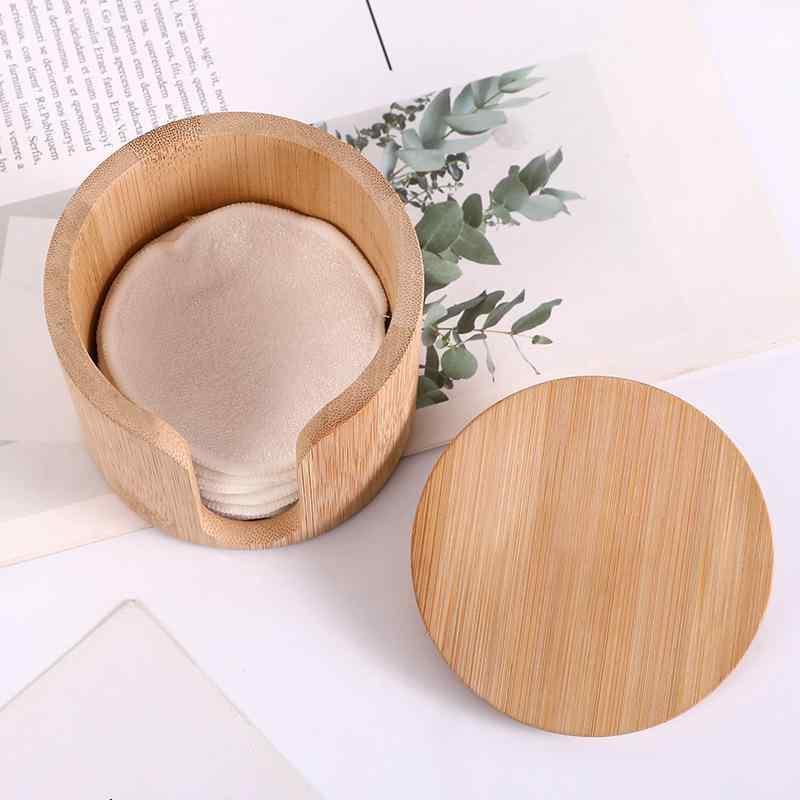 メイクボックス レディース 竹製 コスメ収納ケース 化粧コットン 円筒形 小物入れ 原竹色