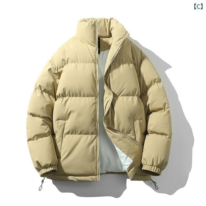 棉ジャケット メンズ 立襟 中綿入り 防寒 アウター 秋冬 暖かい ポリエステル ブラック カーキ ベージュ 青年 10代 20代