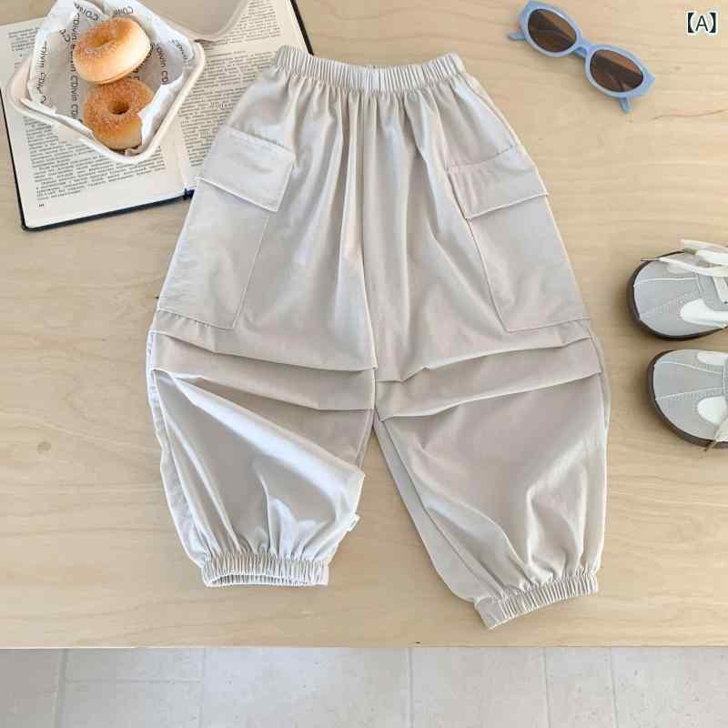 子供用パンツ カーゴパンツ 薄手 接触冷感 スポーツ 運動着 男の子 ボーイズ キッズ 中 बच्चों 大 बच्चों 純色 無地 80cm 90cm 100cm 110cm 120cm 130cm 140cm 150cm 160cm 170cm