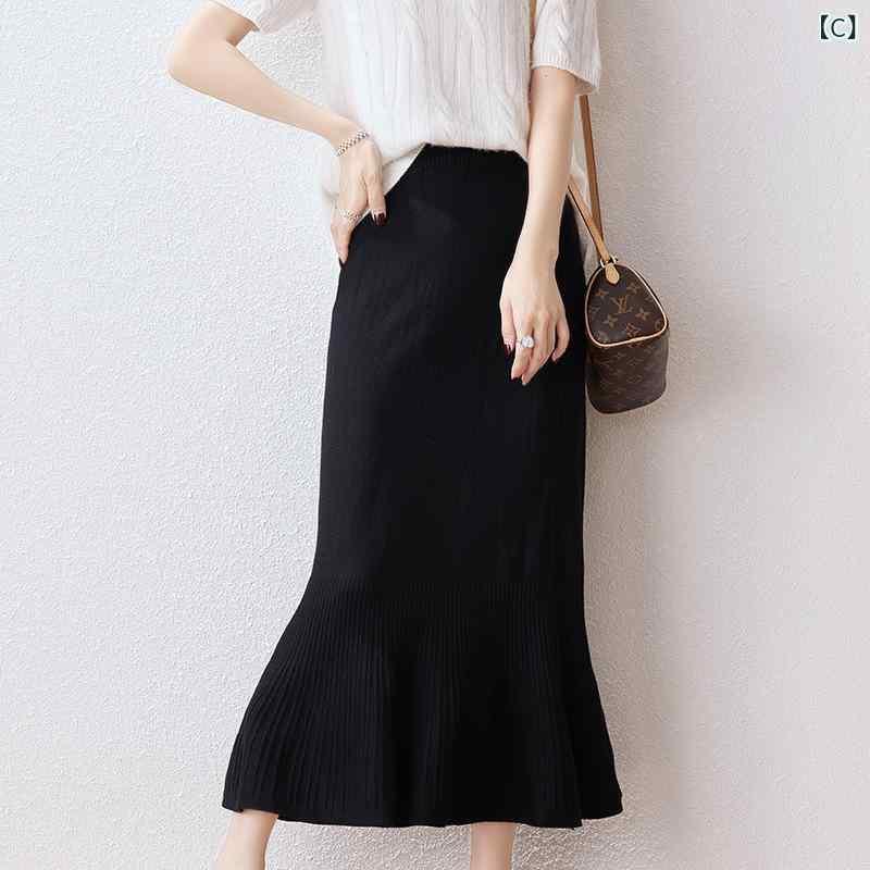 スカート レディース ニットスカート 秋冬 半身スカート Aラインスカート マーメイドスカート ウエスト..