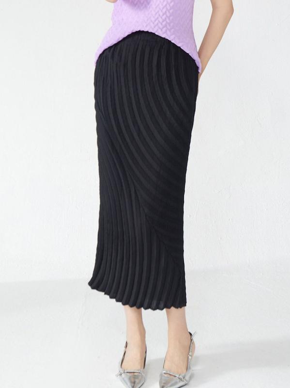 スカート レディース 婦人服 ミモレ丈 フィッシュテールスカート プリーツスカート 無地 ポリエステル ..