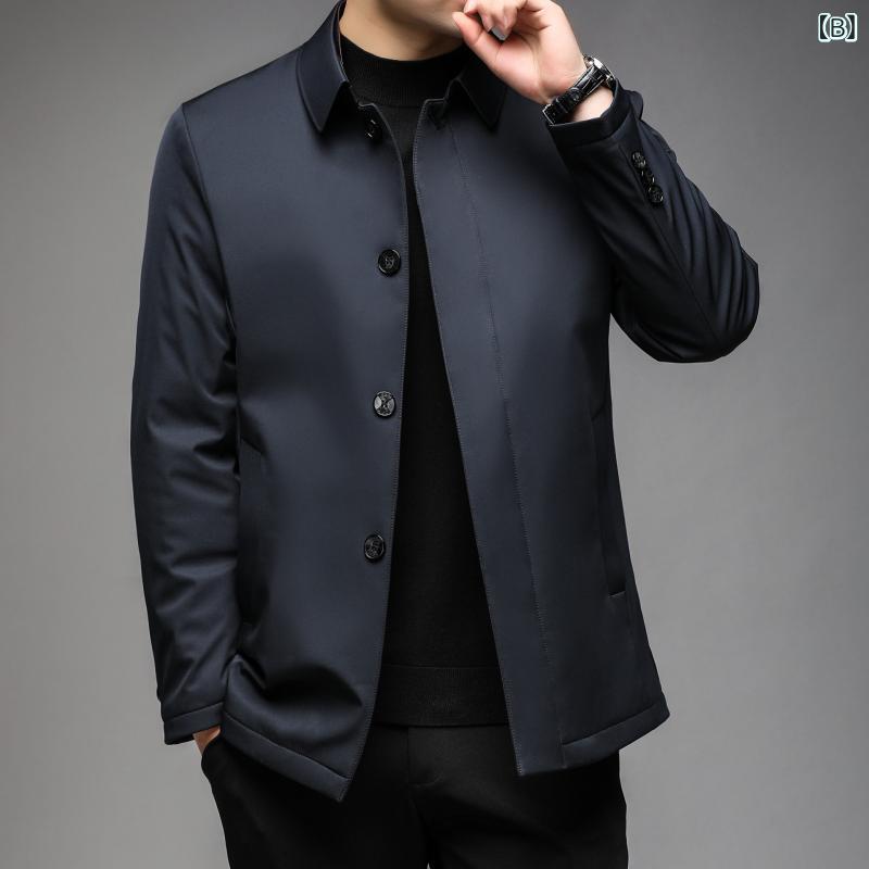 羽绒ジャケット メンズ 男性用 アウター ダウンジャケット 中高年 シニア 紳士服 無地 トップス 秋冬 墨グリーン 紺