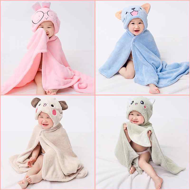 ベビー バスローブ ポンチョ フード付き バスタオル 珊瑚フリース 綿混 子供 赤ちゃん ピンク うさぎ ..