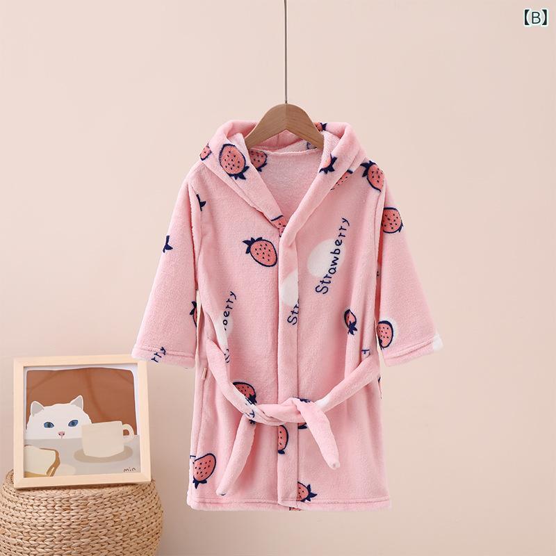 キッズ バスローブ フランネル 子供用 パジャマ 珊瑚フリース 秋冬 春夏 かわいい アニマル柄 ポリエス..