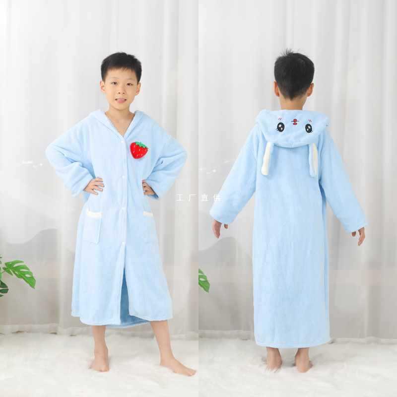 バスローブ キッズ 男の子 長袖 浴衣 厚手 綿混紡 吸水性 フード付き 春