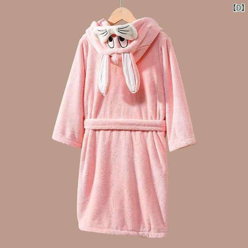 子供用バスローブ 秋冬 子供 小熊柄 フード付き 暖かい パジャマ ホームウェア ポリエステル 超厚手 瞬..