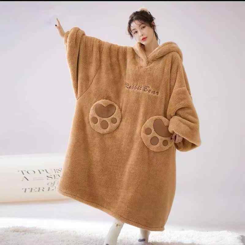 パジャマ レディース 親子 秋冬 裏起毛 厚手 パーカーワンピース 寝巻き 部屋着 ルームウェア 膝丈 暖..