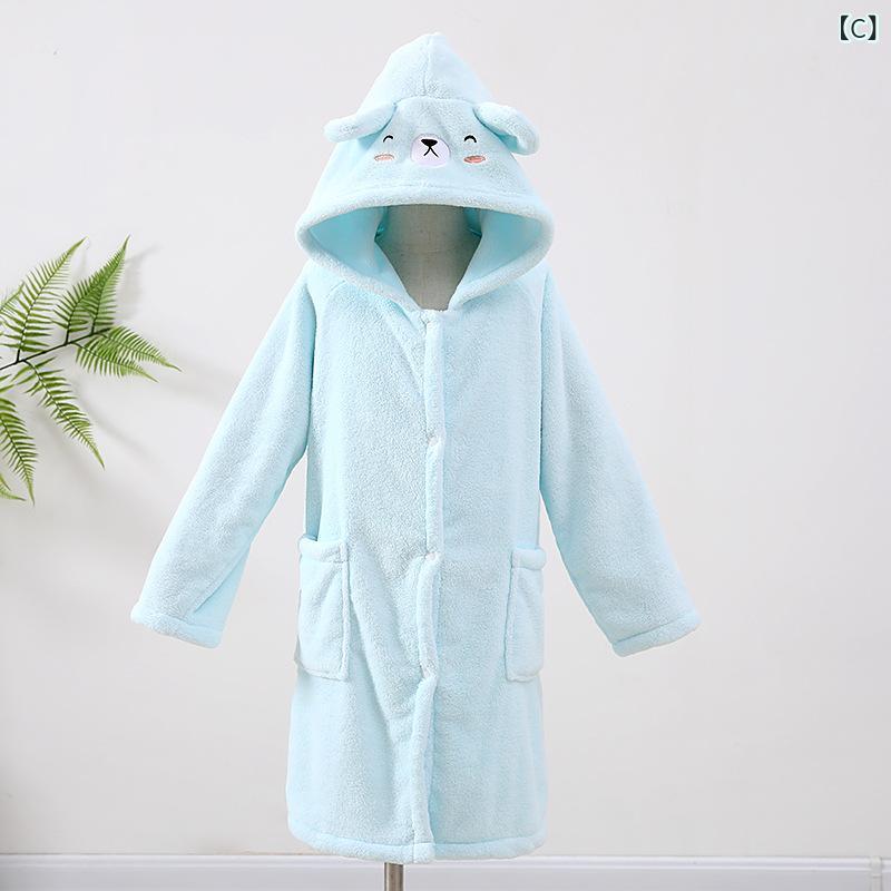 子供用バスローブ フード付き コーラルベルベット ホームウェア ワンピース 吸水 速乾 柔らかい 肌触り..