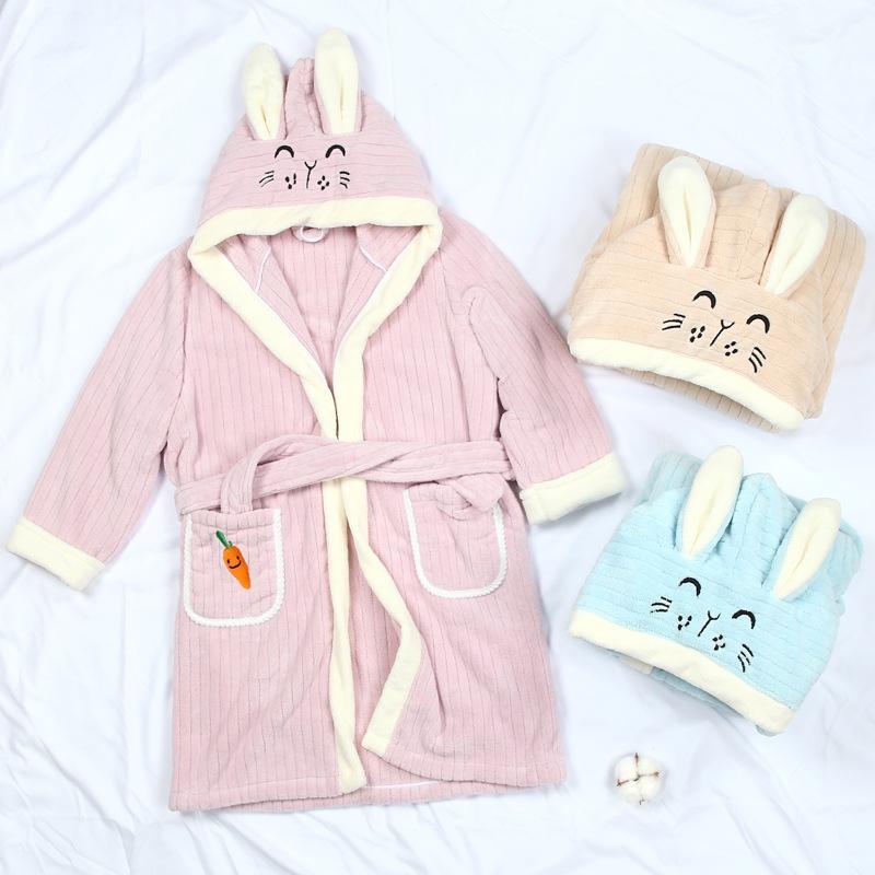バスローブ 子供用 ベビー キッズ 湯上りタオル コーラルベルベット 吸水速乾 柔らかい かわいい 春