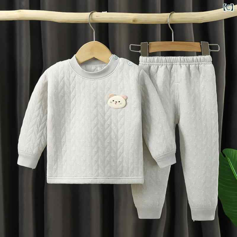 子供用インナー 上下セット キッズ ベビー 秋冬 綿100％ 三層構造 暖か 厚手 パジャマ 部屋着 ピンク系..
