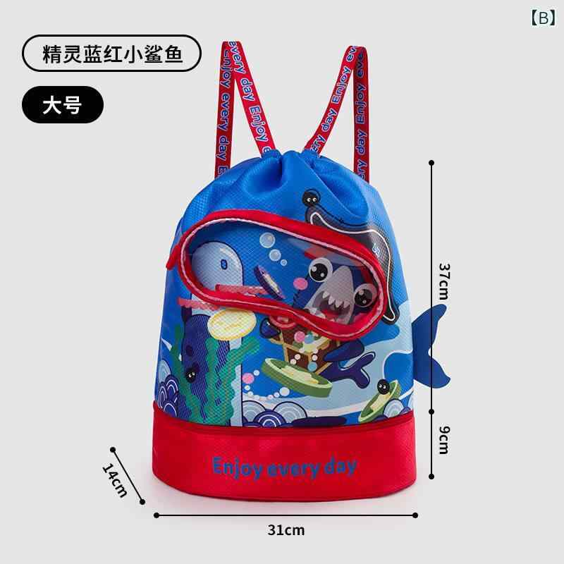 子供用スイミングバッグ 防水 乾湿分離 リュック かわいい カートゥーン サメ 恐竜 ユニコーン ウサギ..