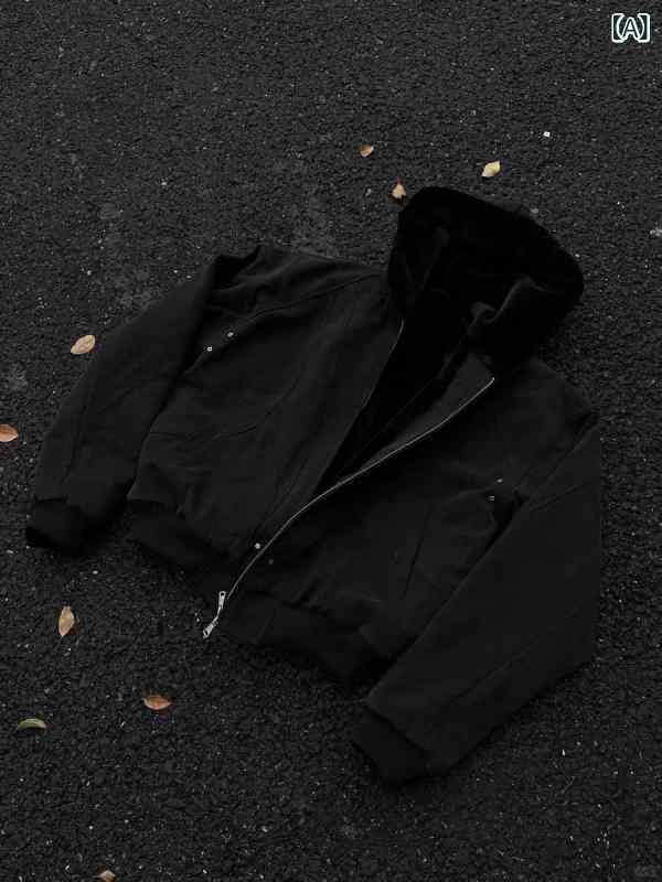 ジャケット メンズ 男性用 秋冬 加絨 加厚 ジャンパー ブルゾン 無地 裏起毛 防寒 普段使い ブラック カーキ