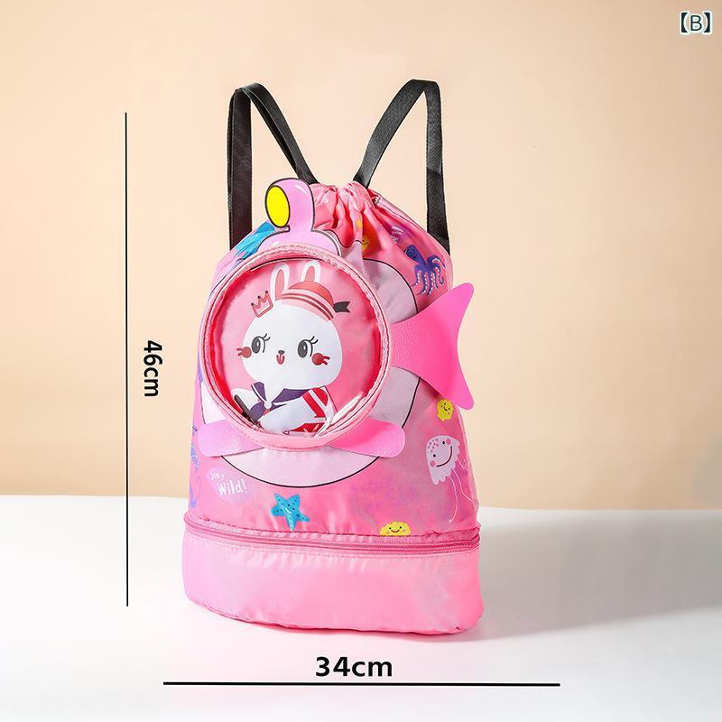 子供用 スイミングバッグ 乾湿分離 洗漱用品 収納袋 ビーチバッグ 巾着 リュック 大容量 防水 撥水 多..