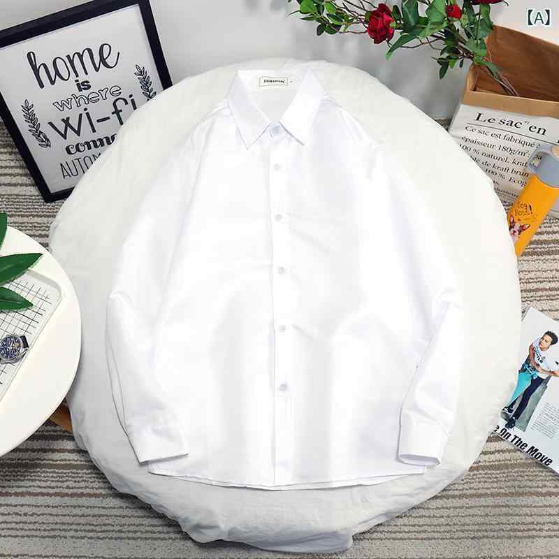 シャツ メンズ 長袖 トップス 韓国風 スリム 白シャツ ポリエステル 無地 秋 カジュアル 黒 赤 ピンク 青 紺 S M L XL XXL XXXL XXXXL 5XL