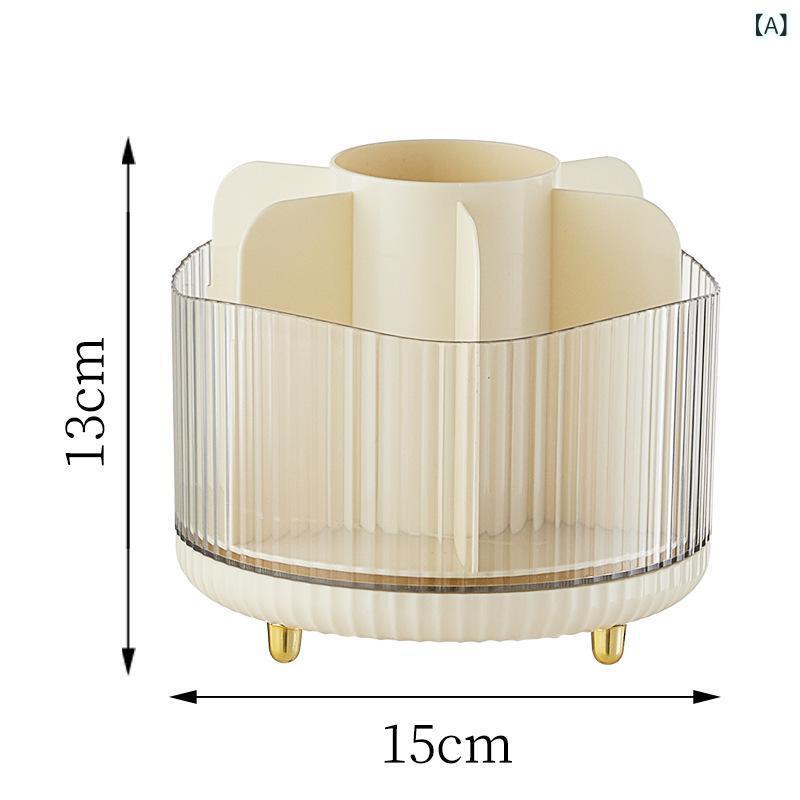 メイクブラシ 収納ケース レディース メンズ 卓上 眉ペンシル アイシャドウ 口紅 ペン立て ドレッサー 収納ボックス クリームホワイト 墨グリーン 7格