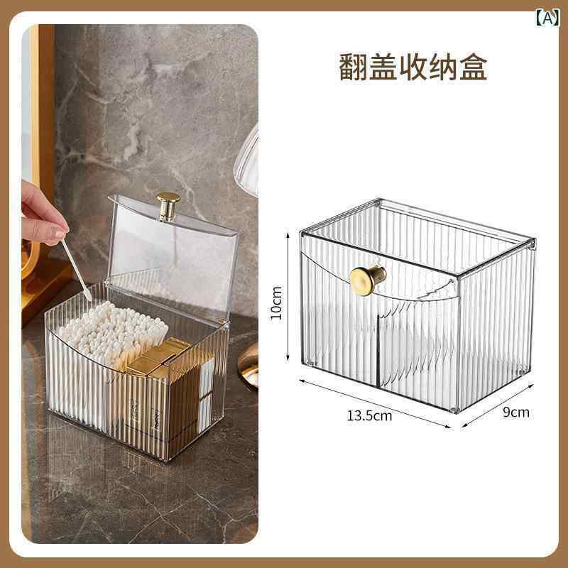 メイクボックス レディース 綿棒 コットン メイク道具 蓋付き 透明 整理ボックス 小物入れ 化粧品収納 ..