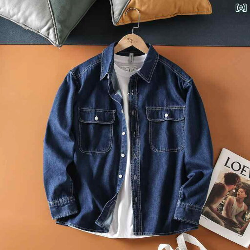 シャツ メンズ デニム 長袖 ウォッシュド加工 ワークシャツ ブルゾン Gジャン カジュアル 秋物 トップス シャツ メンズ デニム 長袖 ウォッシュド加工 ワークシャツ ブルゾン Gジャン カジュアル 秋物 トップス