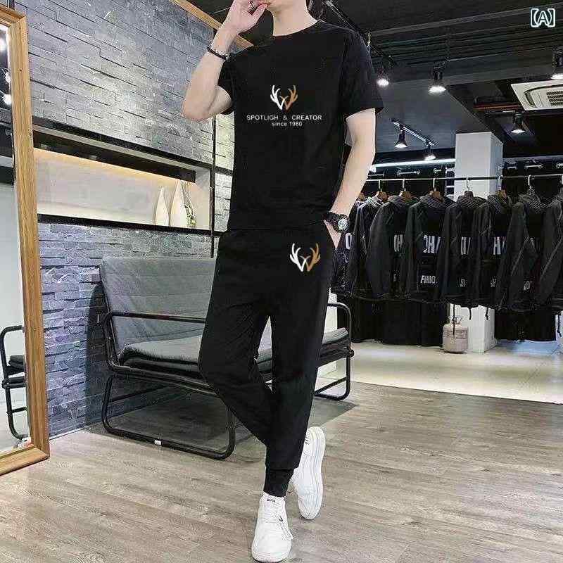 Tシャツ メンズ スポーツ セットアップ 男性用 半袖 接触冷感 涼しい 運動着 部屋着 上下セット ポリエステル ブラック ホワイト系 グリーン系