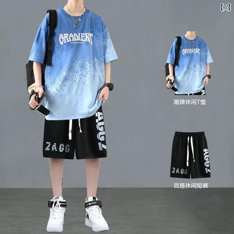 Tシャツ メンズ ティーン 上下セット 薄手 ポリエステル 部屋着 ルームウェア 普段使い 接触冷感 吸湿速乾 カットソー ショートパンツ ハーフパンツ M L XL 2XL 3XL 4XL ブラック ホワイト ブラウン ブルー グリーン