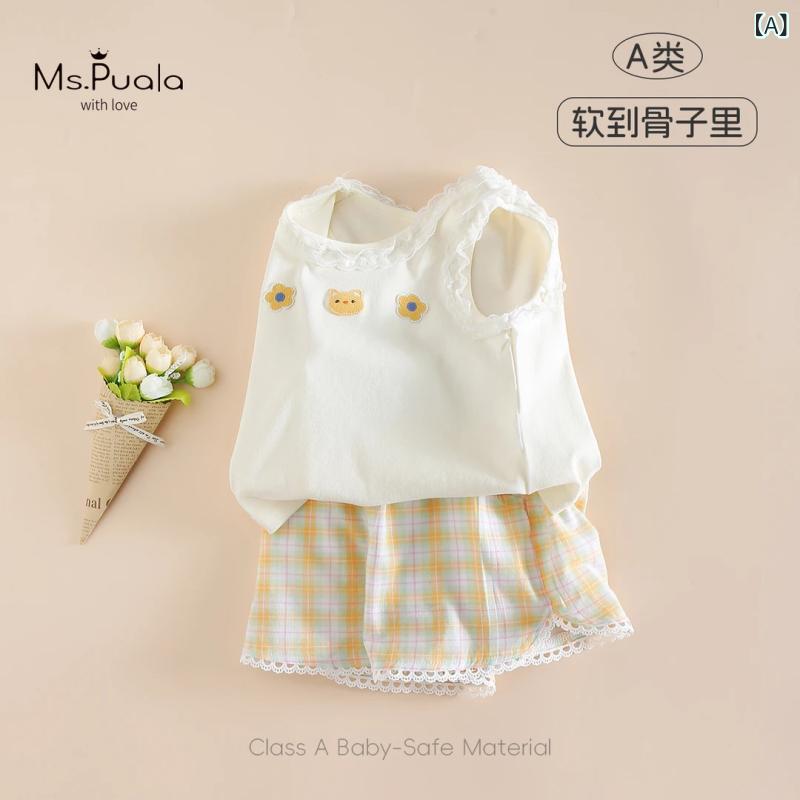 ベビー服 女の子 ノースリーブ 短パン 上下2点セット 綿100％ 薄手 春夏 73CM 80cm 90cm 100cm 110cm