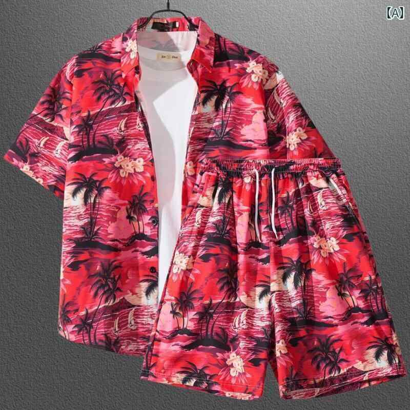 セットアップ メンズ リゾートウェア アロハシャツ 半袖 ハーフパンツ 上下セット ポリエステル カジュアル 春夏 薄手