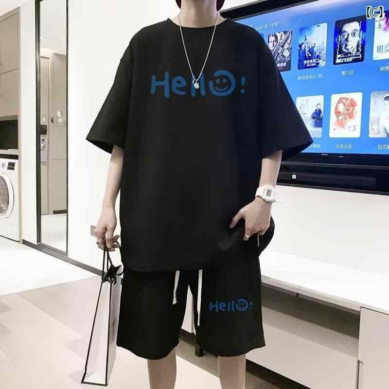 Tシャツ メンズ 半袖 短パン 上下セット 大きいサイズ 部屋着 ルームウェア スポーティー カジュアル 薄手 ポリエステル混紡 春夏 グレー ホワイト ブラック カーキ