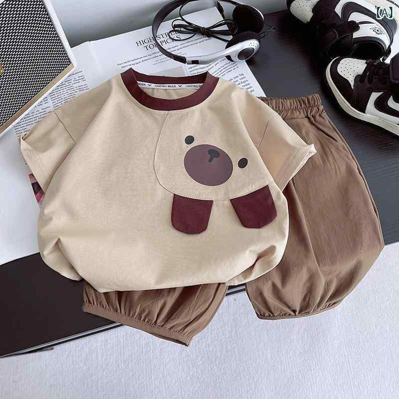 子供用半袖Tシャツ & パンツ セットアップ 春夏 男の子 ベビー服 上下セット 2点セット 綿 80 90 100 110 120cm