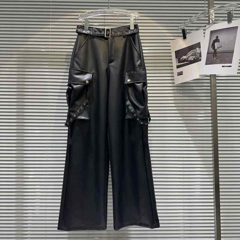 子供服 パンツ ガールズ レザーパンツ PUレザー ズボン 春秋 高学年 ブラック ゆったり 普段着 おしゃれ