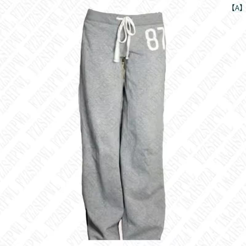 パンツ レディース 灰色系 カジュアルパンツ ストレート ポリエステル ウエスト紐 春秋 日韓スタイル 普段使い