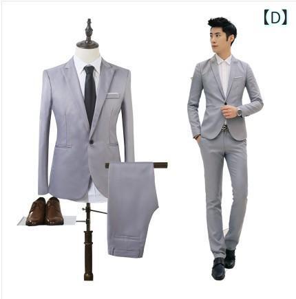 スーツ メンズ 男性用 スリムタイプ コットン混紡 春秋 上下セット フォーマル 日常 普段使い 韓国ファッション