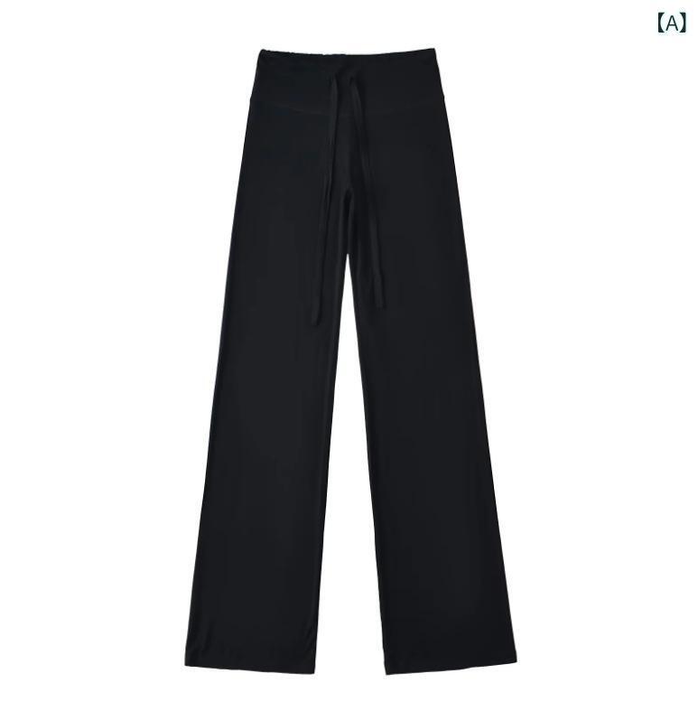 パンツ レディース ヨガパンツ ストレッチ 高腰 ストレート 接触冷感 伸縮性 ルームウェア 部屋着 普段使い 黒 ブラック ピンク系 グレー