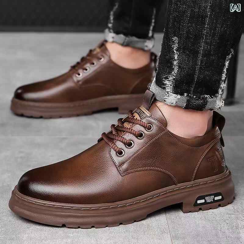 革靴 メンズ ビジネスシューズ 男性用 レースアップ ワークブーツ ラウンドトゥ 通気性 ブラック コー..